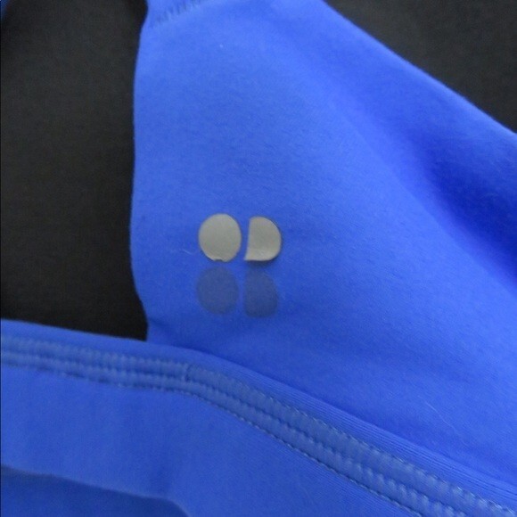 Sweaty Betty Sports Bra Dare to Bare Cobalt Blue Silver Infinity Cross Back Logo - Picture 5 of 6